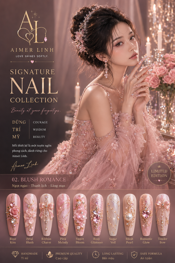 Blush Romance Bow Press-On Nails