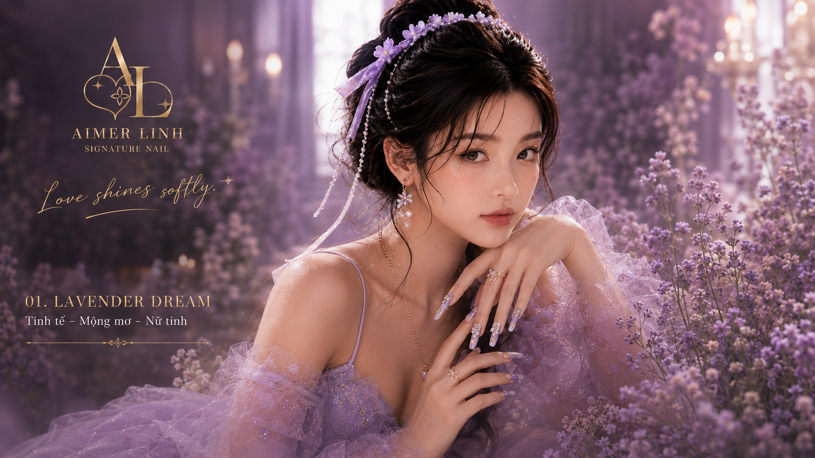 Lavender Dream press-on nail collection artwork